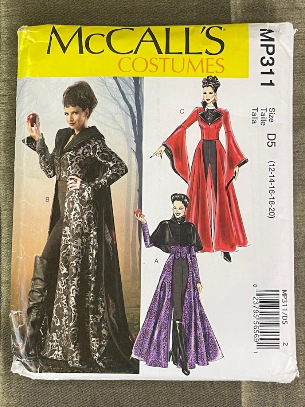 McCall's Costume Pattern Fairytale Evil Villain Queen Coat Cape MP311 12-20 New